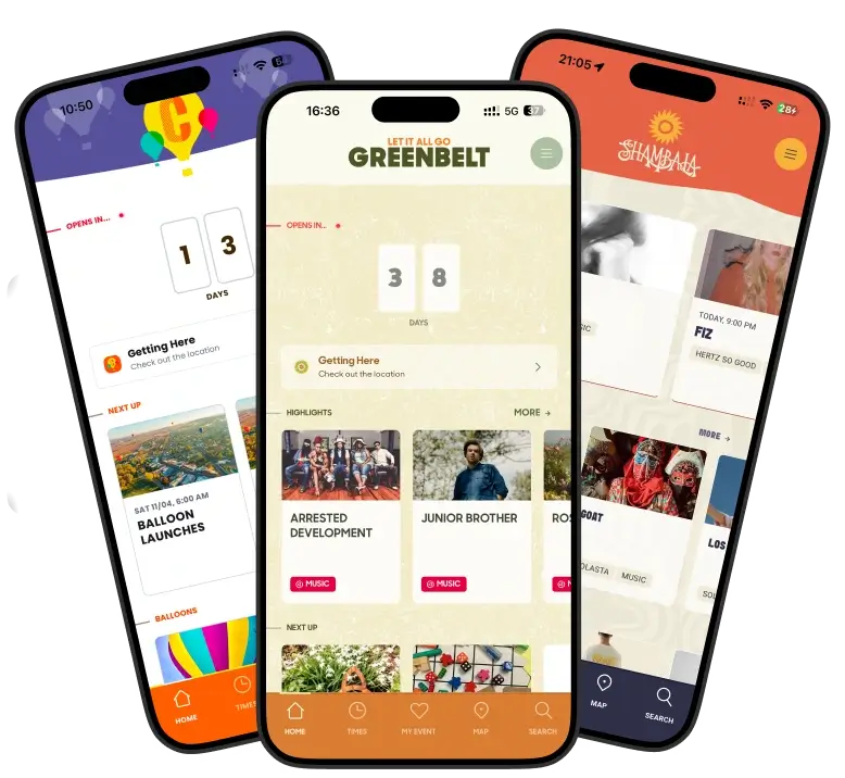 Three examples of VIKIN event apps