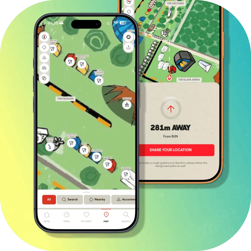 An interactive festival map in a VIKIN event app