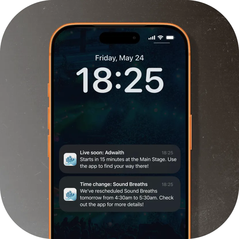 A notification displayed in a VIKIN event app