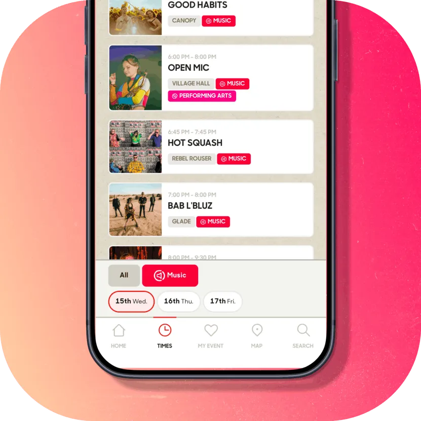 A personalised event schedule in a VIKIN app